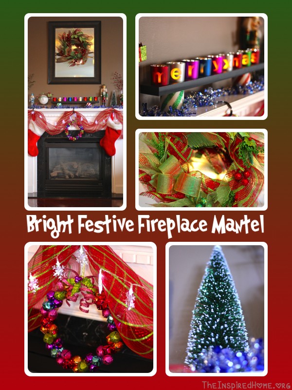 bright festive mantel collage