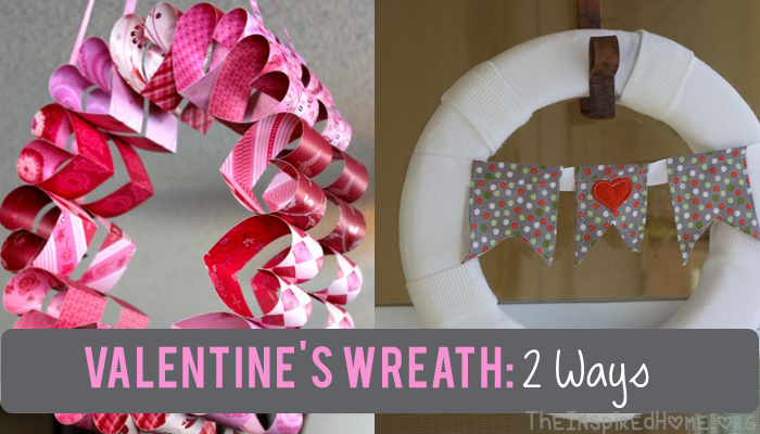TheInspiredHome.org // These Valentines Day Wreath gives you two options - a quick and simple craft & intermediate craft to try for stunning heart filled decor.