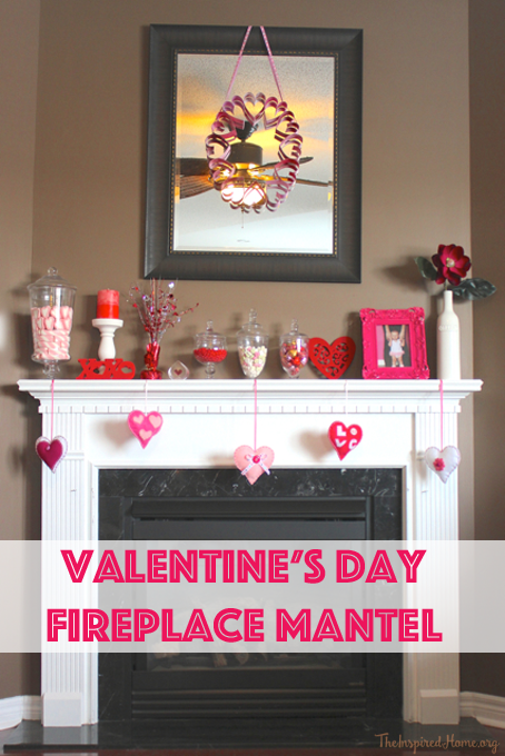 Quick & simple ideas for decorating your fireplace mantel this Valentine's Day.