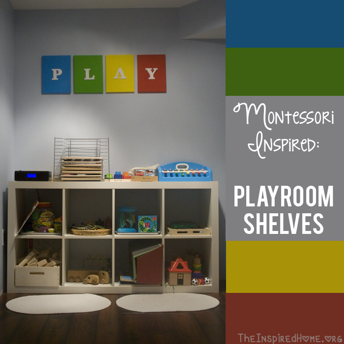 TheInspiredHome.org // Montessori at Home Playroom Storage Shelves