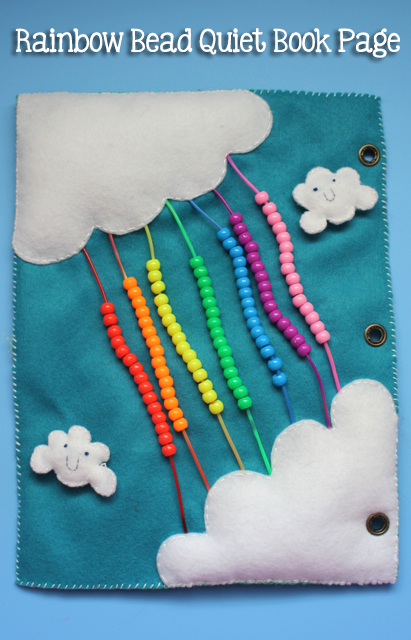 TheInspiredHome.org // Quiet Book Pages: Rainbow Bead Page Tutorial. A felt quiet book page including puffy clouds and strands of bright, colorful beads. Ideal for older babies and younger toddlers.