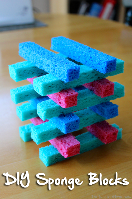 TheInspiredHome.org // DIY Sponge Blocks. Stack them, sort them, make doll furniture from them! The possibilities are endless.