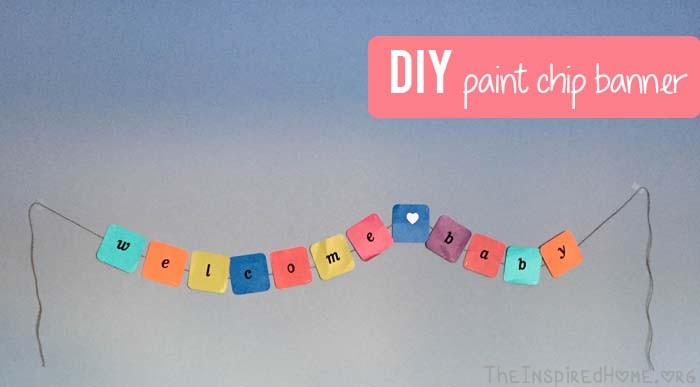 TheInspiredHome.org // DIY Paint Chip Banner for a Baby Shower
