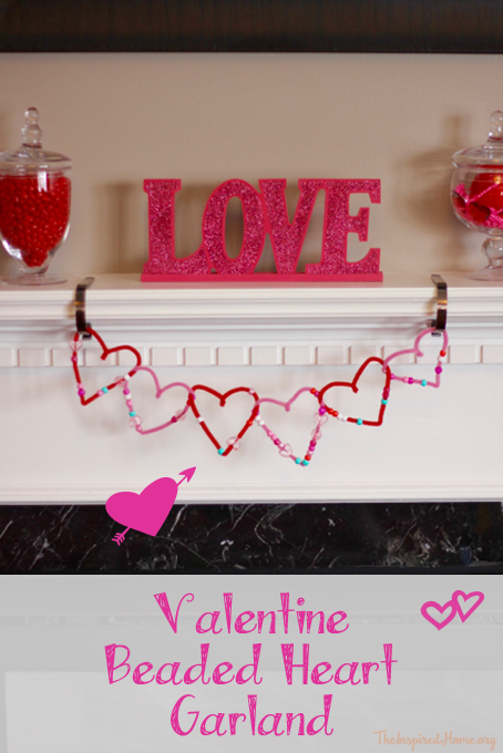 Valentine Beaded Heart Garland Tutorial from The Inspired Home