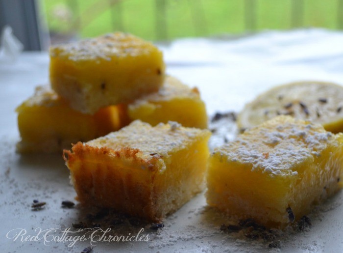 A tangy lemon square with a hint of floral flavour