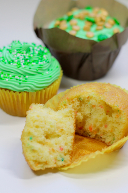 TheInspiredHome.org // St. Patricks Day Cupcakes, Rainbow Pot of Gold - a simple recipe straight from the box. Perfect to make with toddlers & older kids.