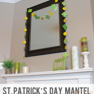 TheInspiredHome.org // Simple St. Patrick's Day fireplace mantel decorating ideas including a DIY paper shamrock garland.
