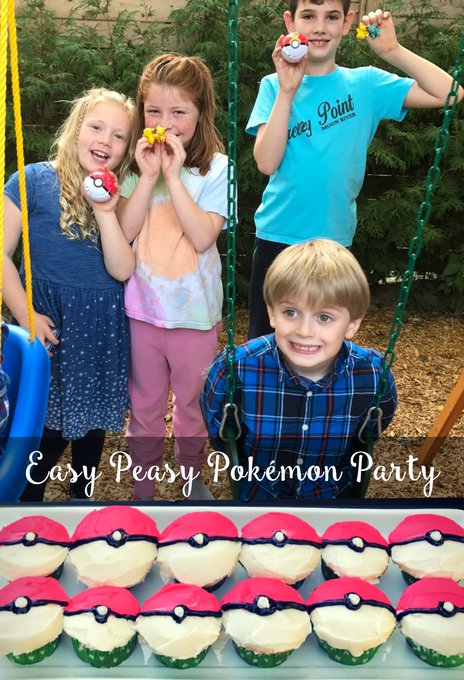 The Inspired Home // Easy Peasy Pokemon Party. A simple Pokemon party unboxing party with pokeball cupcakes sure to be a hit!