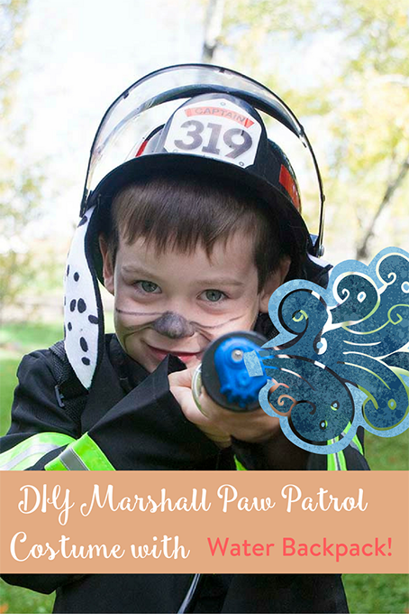 TheInspiredHome.org // DIY Marshall from Paw Patrol Costume with Water Squirter.