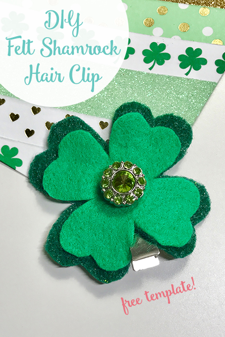 TheInspiredHome.org // DIY Simple Felt Shamrock Hair Clip for St. Patrick's Day! Includes free printable template.
