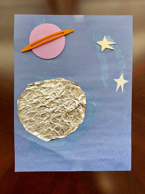 TheInspiredHome.org // Space Crafts for Preschoolers & Toddlers - Space Crafts for Preschool: Tin Foil Moon. Space crafts for preschoolers can be so much fun. Have them make this tin foil moon using dollar store items for some sensory & fine motor fun!
