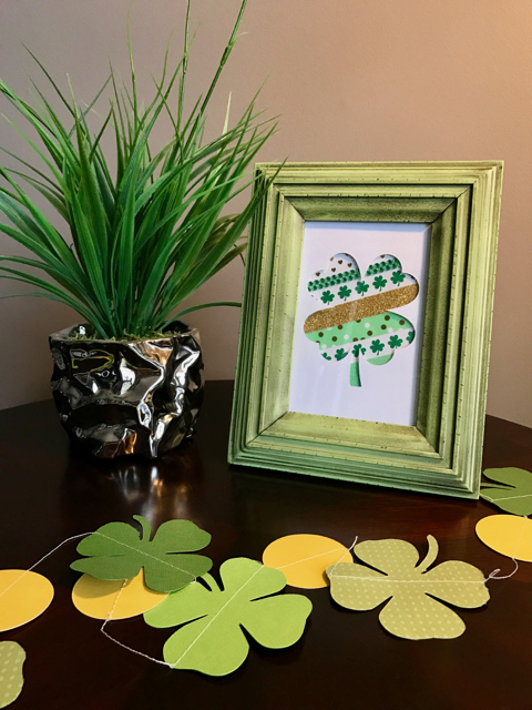 TheInspiredHome.org // DIY Washi Tape Shamrock Art. A quick and simple way to add a little decoration to your St. Patrick's Day mantel!