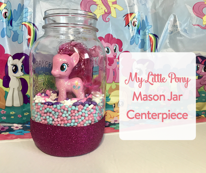 TheInspiredHome.org // Whip up this adorable My Little Pony mason jar centerpiece for your next birthday party or pony-related event. All you need are some sprinkles & a pony!