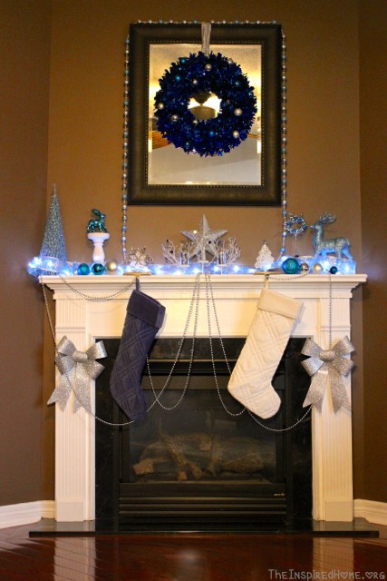 blue silver mantel