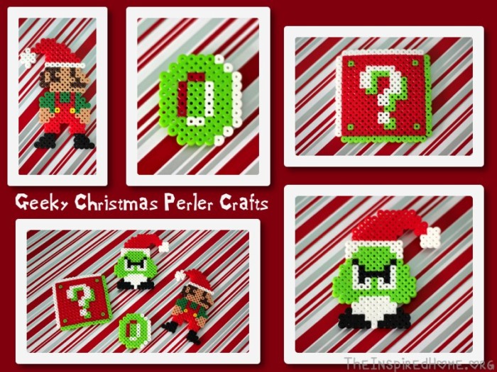 mario geek christmas perler