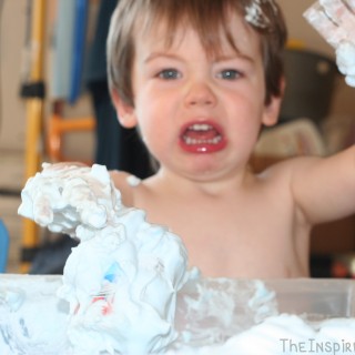 Shaving Cream Sensory Bin by theinspiredhome.org