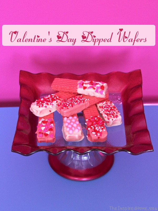 TheInspiredHome.org // Valentine's Day Dipped Wafers. These simple dipped wafers can be altered to suit any occasion. A quick and simple delight you can make with the kids that always turns out great!