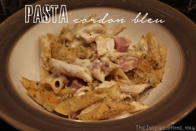 A sinfully creamy pasta that will warm your bones and fill your belly. Made with cream cheese, Swiss cheese, chicken, bacon and ham, this pasta is a nice treat on a chilly winter day. From TheInspiredHome.org