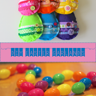 TheInspiredHome.org // Tutorials for DIY Easter Garlands featuring a simple strand of plastic easter eggs as well as a more in-depth felt egg garland