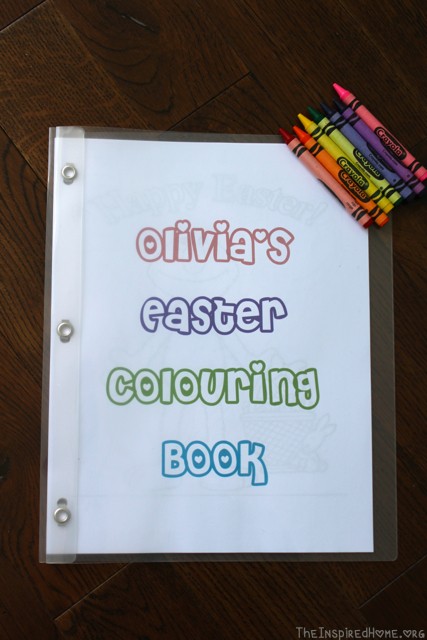 TheInspiredHome.org // Easter Coloring Book - made using only a printer and a duo-tang. This is a fantastic no-mess Easter craft for toddlers and also makes a great no-candy Easter basket gift.
