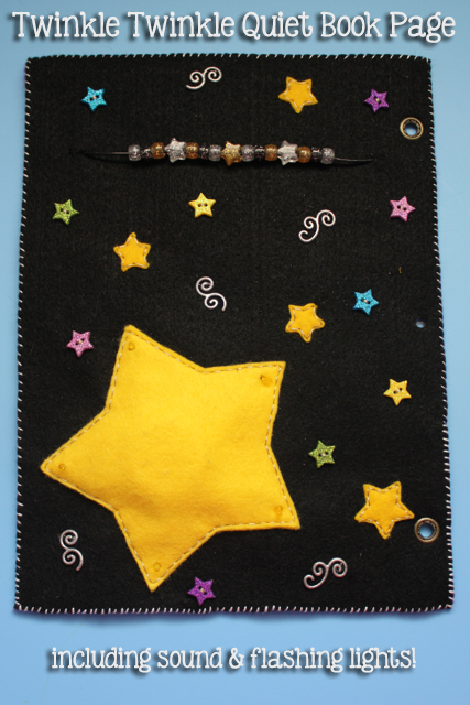 TheInspiredHome.org // Twinkle Twinkle Little Star Felt Quiet Book Page Tutorial - includes sound and flashing lights!
