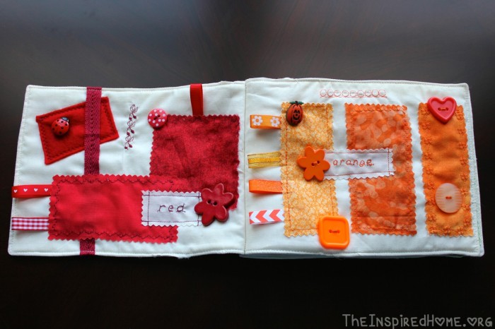 TheInspiredHome.org // DIY: Sew a Fabric Color Taggie Book for your Baby or Toddler. A fantastic project for beginners!