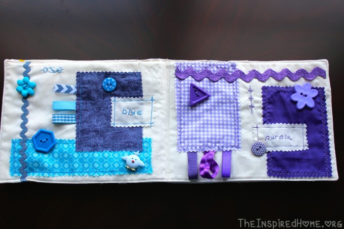 TheInspiredHome.org // DIY: Sew a Fabric Color Taggie Book for your Baby or Toddler. A fantastic project for beginners!