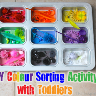 TheInspiredHome.org // DIY Color Sorting Activity with Toddlers. Help your toddlers hone skills with colors, letters, sorting, counting and more with this simple DIY activity.