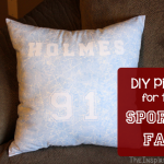 TheInspiredHome.org // DIY Pillow for the Sports Fan in your life. A great gift for any man, woman, teen or tween, this pillow is easily adapted for those who like to sew and those who don't! A great Christmas or birthday gift for the hard-to-buy for sports fan.