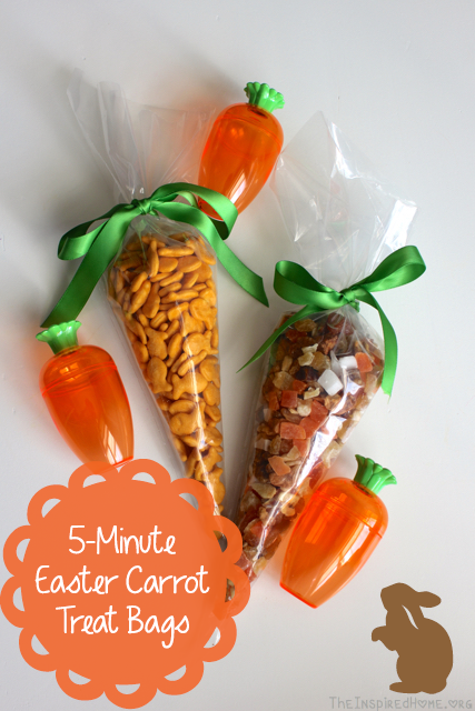 TheInspiredHome.org // No Candy Easter Carrot Treat Bags that you can make in less than 5 minutes!