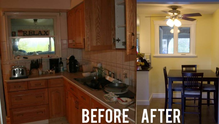 Before and After Kitchen to seating