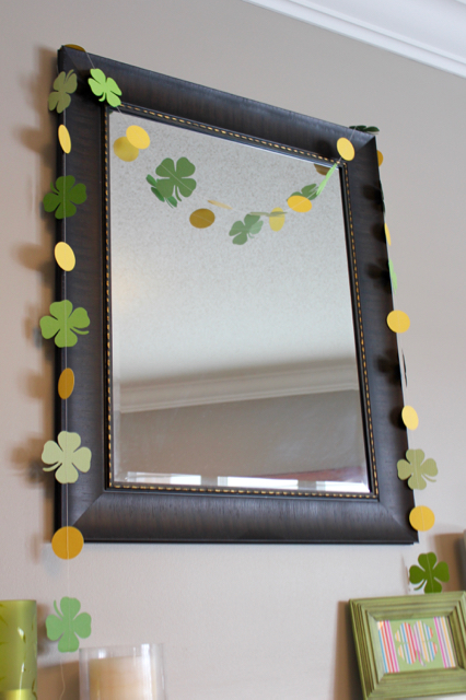 TheInspiredHome.org // St. Patrick's Day Mantel & DIY Paper Shamrock Garland
