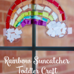 TheInspiredHome.org // Rainbow Suncatcher Toddler Craft using contact paper and tissue paper.