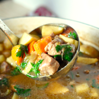 TheInspiredHome.org // Beer Braised Stew with Apples Ladle