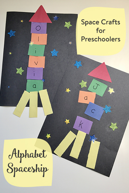 TheInspiredHome.org // Space Crafts for Preschoolers & Toddlers: Alphabet Name Spaceship