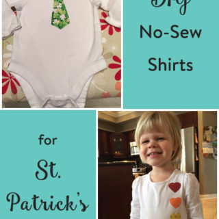 TheInspiredHome.org // DIY No Sew Shirts for St. Patrick's Day. Includes rainbow hearts and a shamrock tie iron-on perfect for both girls and boys.