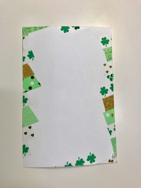 TheInspiredHome.org // DIY Washi Tape Shamrock Art. A quick and simple way to add a little decoration to your St. Patrick's Day mantel!