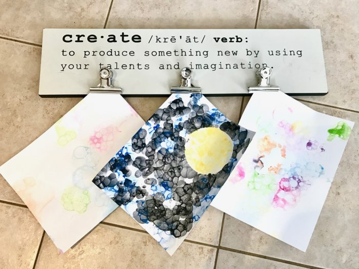 TheInspiredHome.org // Take that big jug of bubbles and do something different with it! Making bubble art is so much fun and so colourful! Your kids will love making a clean mess.