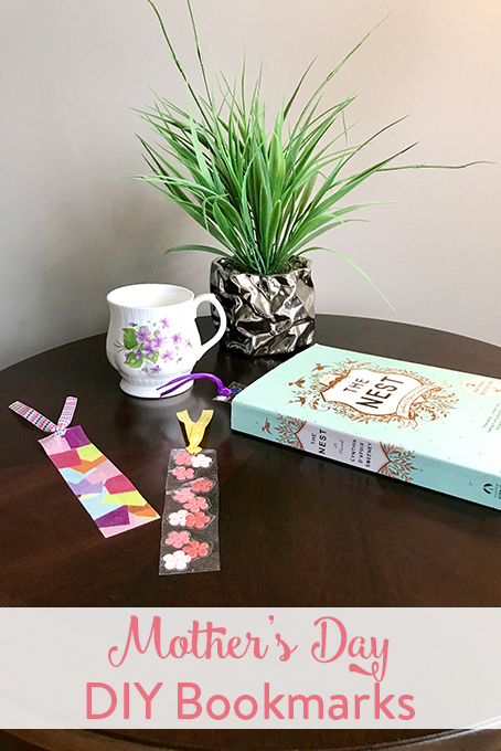 TheInspiredHome.org // Contact paper is such a great craft medium for toddlers. Use it to whip up these beautiful DIY bookmarks for mom or grandma this Mother's Day!