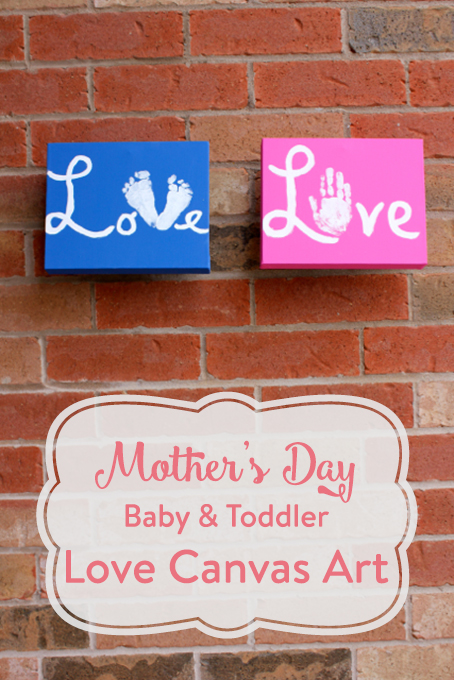 TheInsipredHome.org // Make a beautiful Mother's Day Canvas of Love - full of the handprints or footprints your toddler or baby can provide to this timeless treasure!
