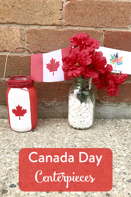 TheInspiredHome.org // Two beautiful Canada Day centerpiece crafts to spruce up your party. Using mason jars and a few dollar store items, everyone will be sure to notice!